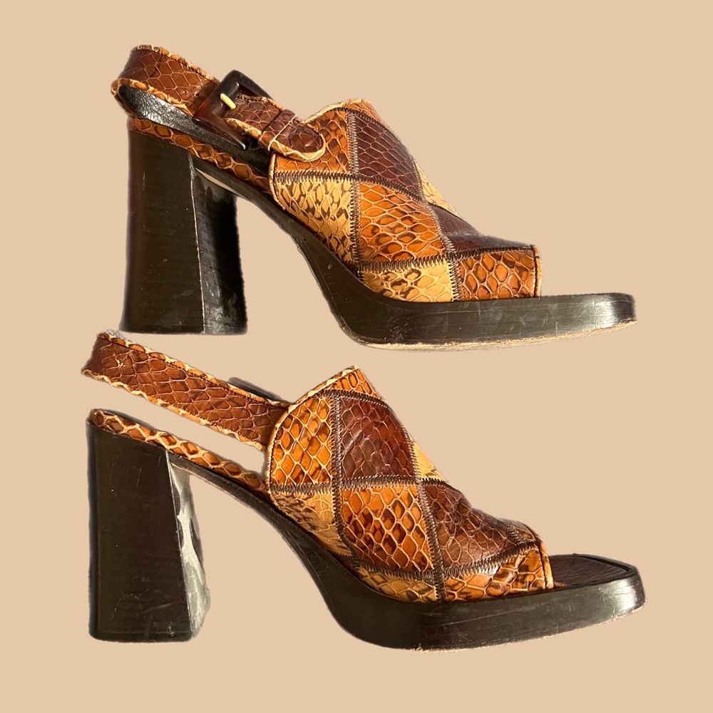 Brown tone vintage Via Spiga slingback sandals USA 7.5